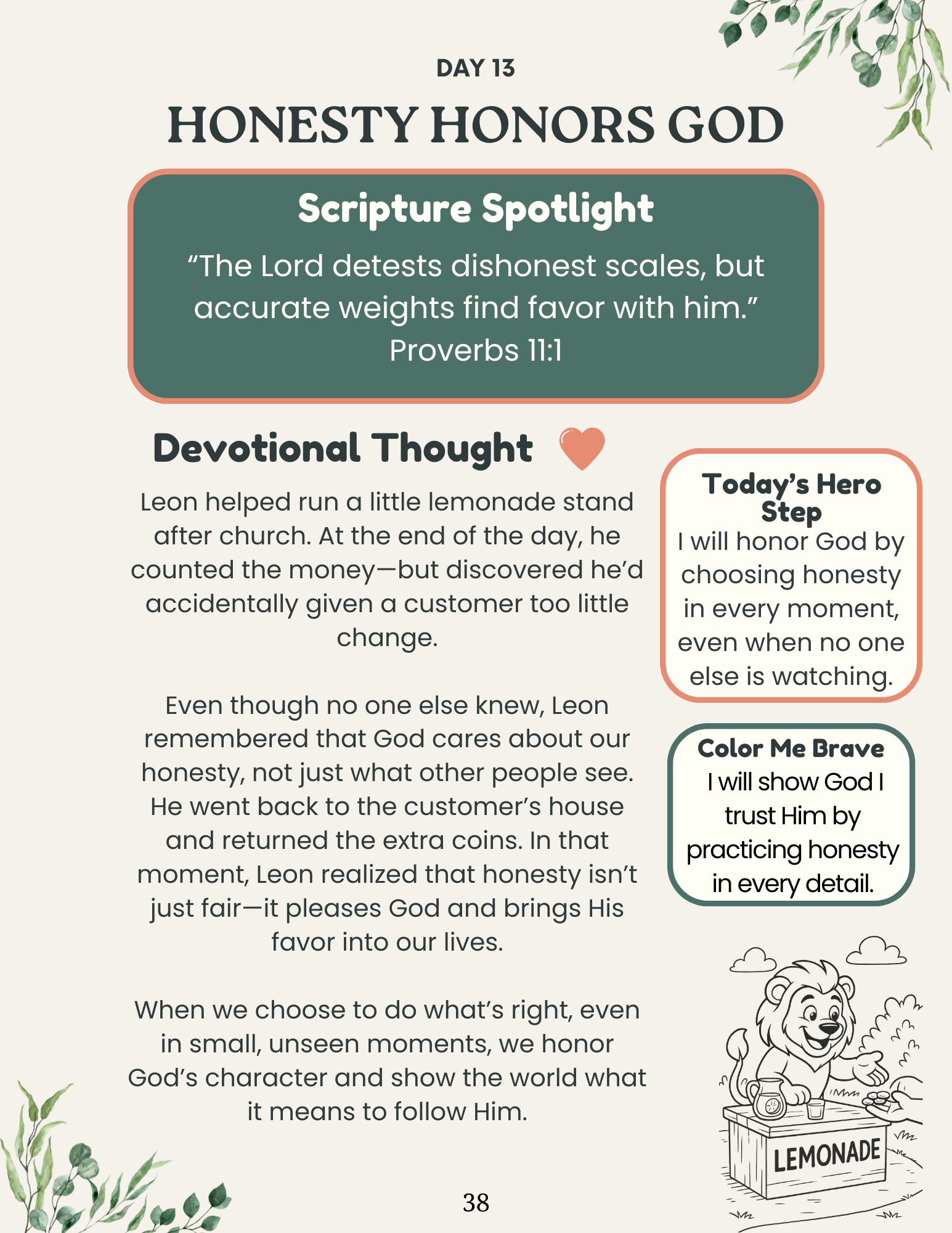 14-Day Honesty Challenge Workbook for Kids — Build Character with Leon the Lion - Image 3